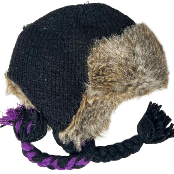 Vintage Nobis Ms. Eve Knit Beanie Faux Fux Ear Flap Aviator Hat Pilot Cap main image 4